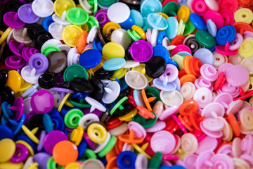 Colorful plastic press studs for tailoring and sewing