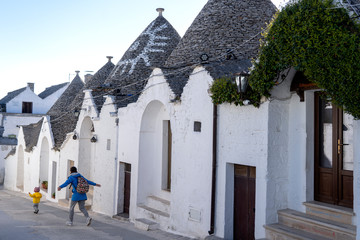 Trulli of Alberobello. View of Trulli houses .The traditional Trulli houses in Alberobello city,...