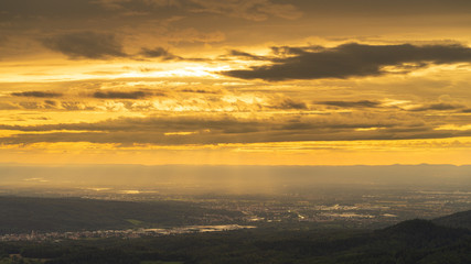 Fototapeta premium Sunset over the rhine plate