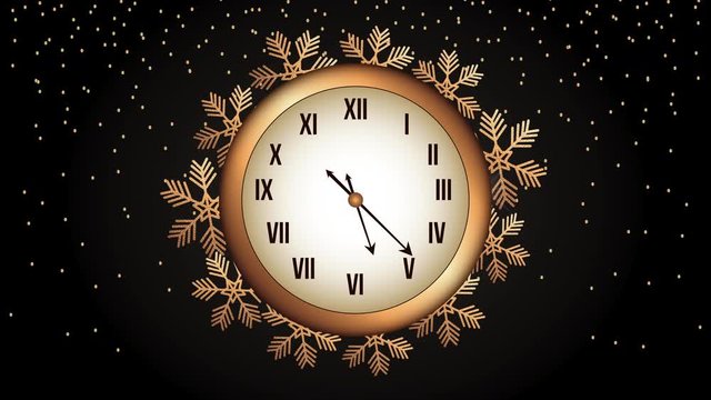 happy new year animation with golden watch
