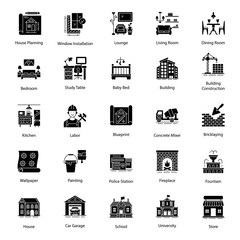 Home Interior Glyph Icons Pack 