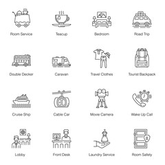 Hotel Services Line Icons Pack 