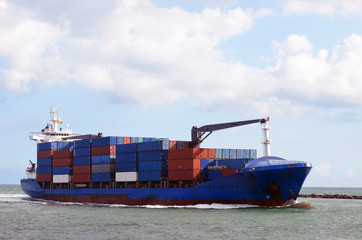 Container ship approaching Port of Miami