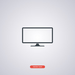 Black tv icon in flat style isolated on gray background. Vector illustration.