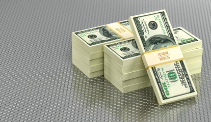 Stack of  100 Dollar bills - 3D Rendering 