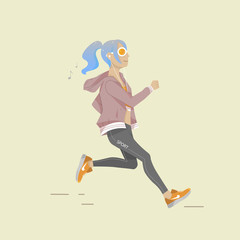 Stylish Illustration of a jogging sports girl.