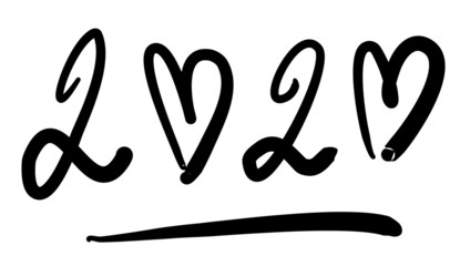 The inscription 2020. Hearts. New year.