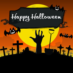 halloween banner vector Halloween night   , the ghost in the graveyard 