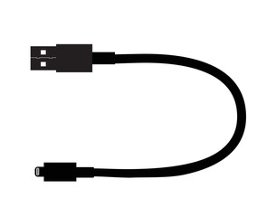 Usb cable icon on white background. flat style. Charger USB Cable symbol. charger icon sign.