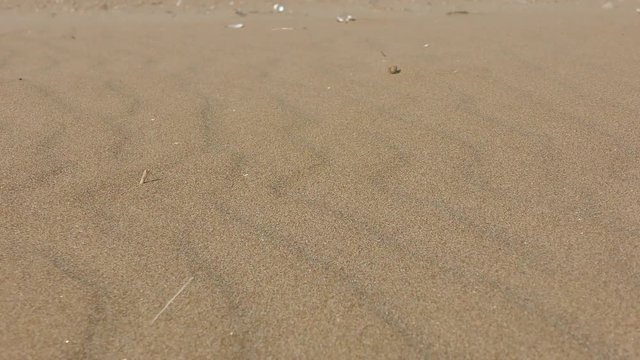 The movement of sand in the recess during a strong wind. 