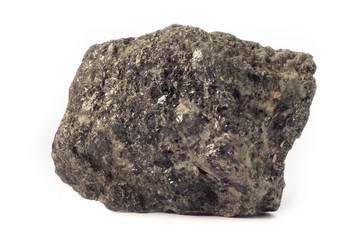 Rock of Sphalerite mineral from Peru isolated on a pure white background.