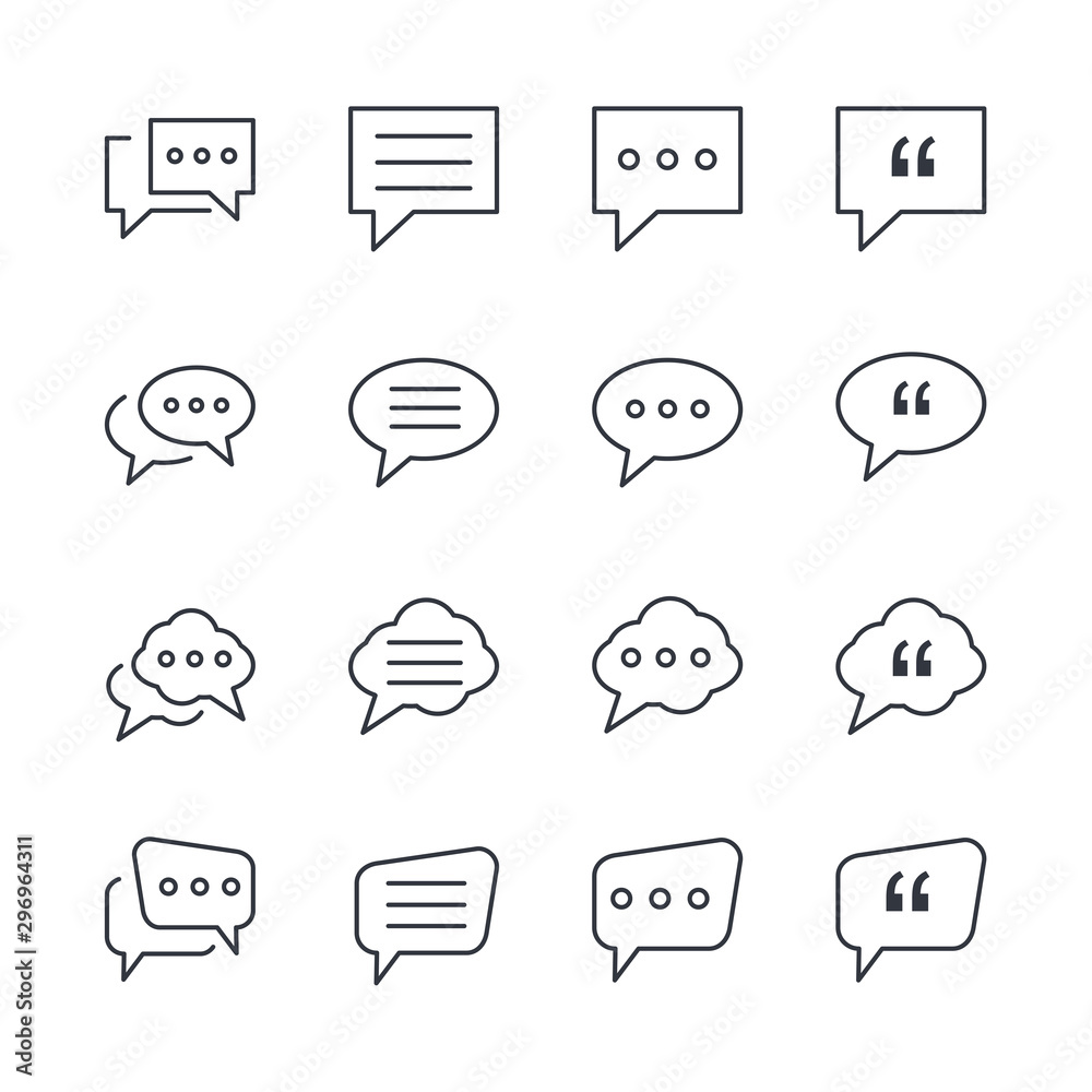 Poster set buble chat and quote icon template color editable. buble chat and quote pack symbol vector sign 
