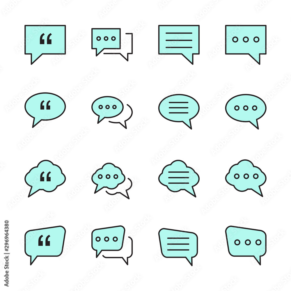 Poster set buble chat and quote icon template color editable. buble chat and quote pack symbol vector sign 