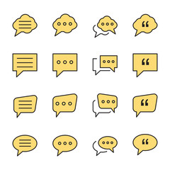 Set Buble Chat and quote icon template color editable. Buble Chat and quote pack symbol vector sign isolated on white background illustration for graphic and web design.