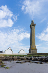 view of the Eckmuhl lighthouse on the west coast of Brittany in France