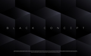 Minimalist black premium abstract background with luxury dark geometric elements. Exclusive wallpaper design for poster, brochure, presentation, website etc. - Vector EPS