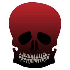 Halloween skull death mask with lower jaw and teeth. Vector illustration