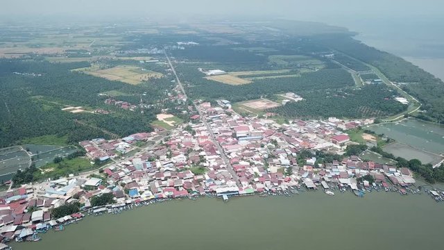 Aerial scenery fishing village Sungai Udang, Pulau Pinang.