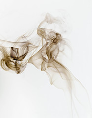 Incense smoke spiral colors on white background