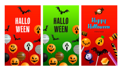 Halloween red, green banner set