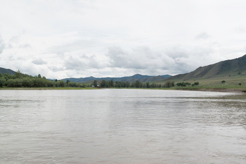 Fototapeta na wymiar Mongolian landscape along river Ider