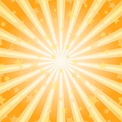 Sunlight abstract background. orange color burst background with shining stars.