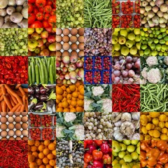 Lovely healthy vegetables and fruit together in a collage