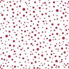 Seamless abstract pattern of little red circles and dots on white. Decorative wallpaper, good for printing.