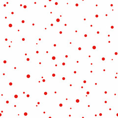 Seamless abstract pattern of little red circles and dots on white. Decorative wallpaper, good for printing.