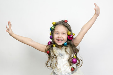 The joy of the child from the New Year holidays. girl experiences happiness from the coming Christmas.