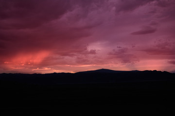 Beautiful sunset sky, purple, pink, red and orange colors