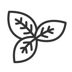 basil leaves spice outline vector icon isolated on white background. basil leaves spice flat icon for web, mobile and user interface design. herbs and spices for natural wellness