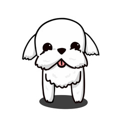 Cute Maltese White Puppy Cartoon Vector, for design, banner, logo