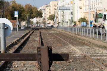 Fototapeta premium streetcar rails in Budapest 2