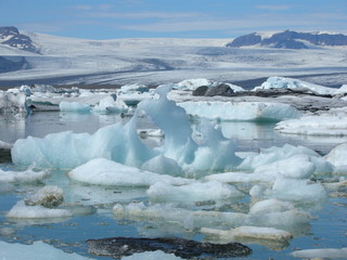 glacial lake with icerberg