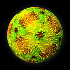 Artfully designed and colorful ball, 3D illustration on black background
