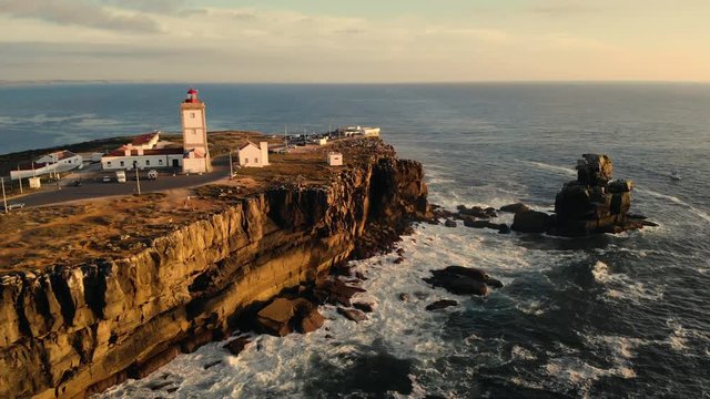 Aerial View of Lighthouse in Peniche Portugal