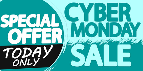 Cyber Monday Sale, special offer, poster design template, today only, vector illustration