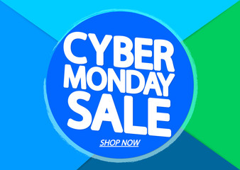 Cyber Monday Sale, poster design template, vector illustration