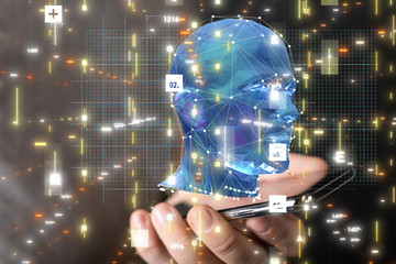 science consist head human digital technology concept