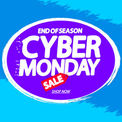Cyber Monday Sale, poster design template, end of season, vector illustration