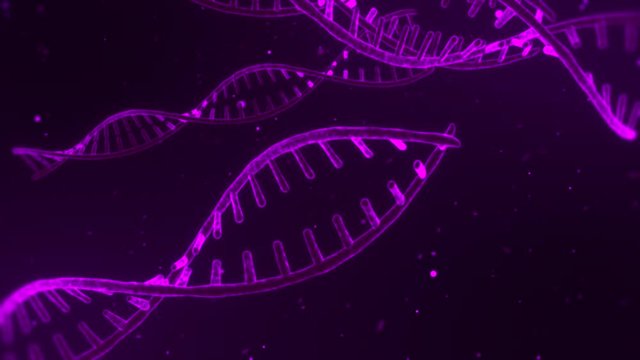 3D Purple DNA Spirals Animation Loop Motion Background
