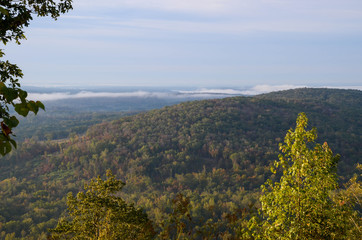 Fototapeta premium Looking over the valley from the top of Morrow Mountain State park North Carolina