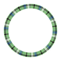 Naklejka premium Round frame vector vintage pattern design template. Circle border designs plaid fabric texture. Scottish tartan background for collage art, gif card, handmade crafts.