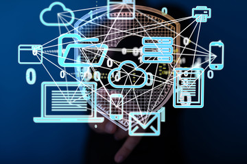 Network concept with connecting dots and lines
