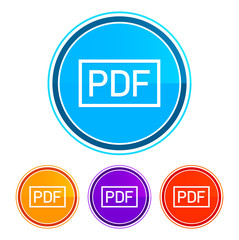 PDF icon flat design round buttons set illustration design