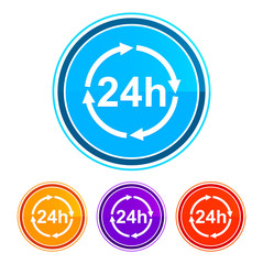 24 hours update icon flat design round buttons set illustration design