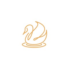 Swan duck one line. Vector logo icon template