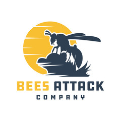 Bees attacking animal logo design