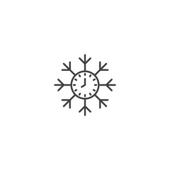 Fototapeta premium Winter time, clock snowflake. Vector logo icon template